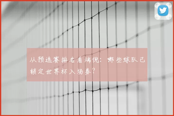从预选赛排名看端倪：哪些球队已锁定世界杯入场券？